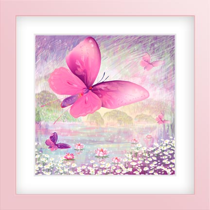 Pink Butterfly-Nursery Art