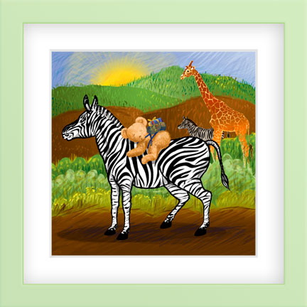 The Zebra and The Baby Bear-Nursery Art